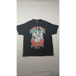 Popular Girl World Tour Skeleton Guitar Roses Cutout Back T Shirt Womens XL Rock